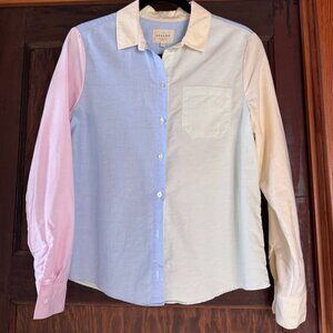 Sézane Tomboy pastel colorblock button-down shirt